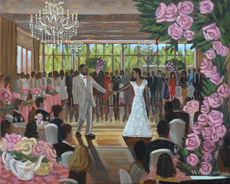 Live Wedding Painter, Ben Keys, captured C+A's Atlanta wedding day with a live painting.