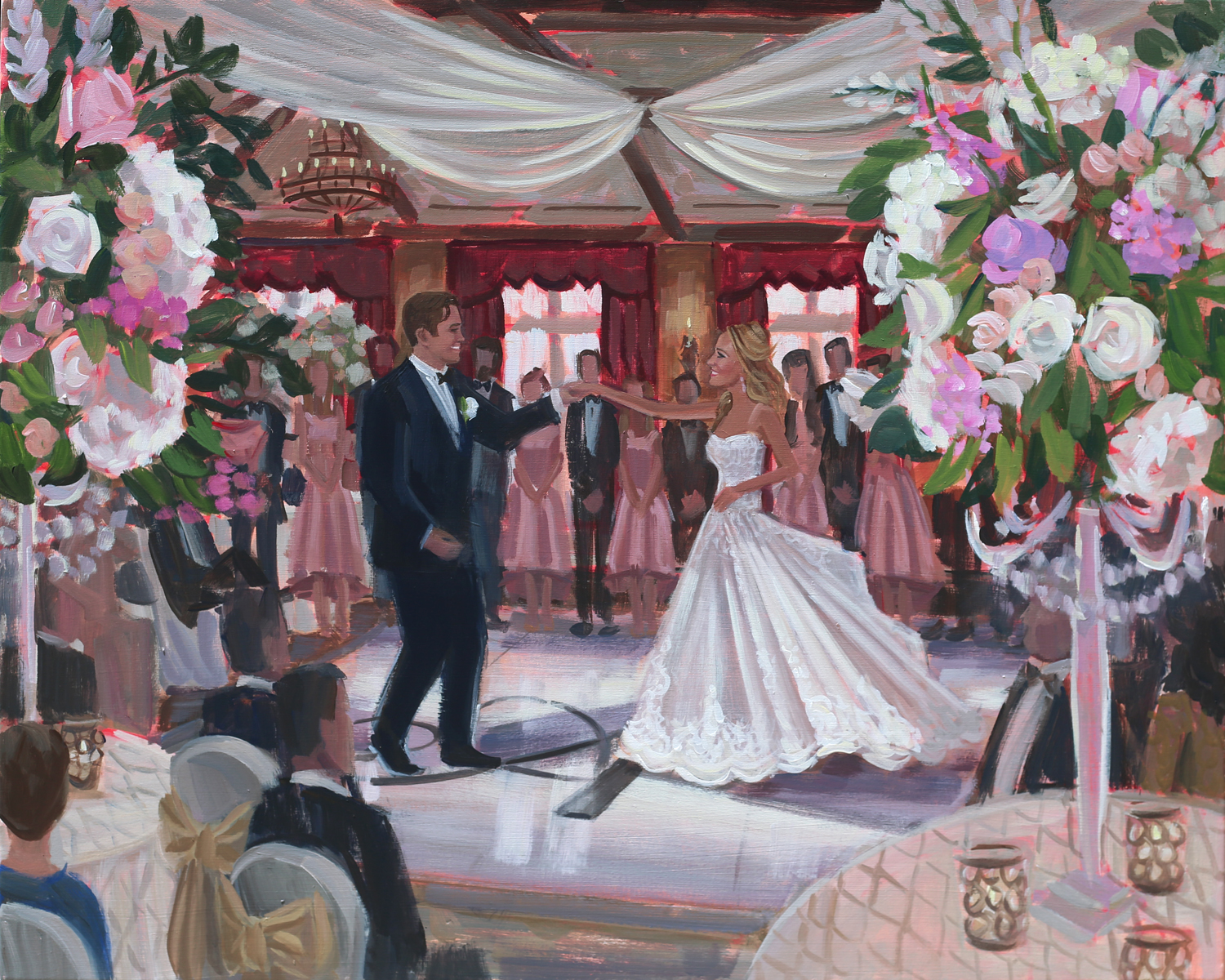 Ponte Vedra's TPC Sawgrass was a spectacular backdrop for Nolyn + Dylan's wedding reception and Ben so enjoyed capturing all the magic with a live painting!