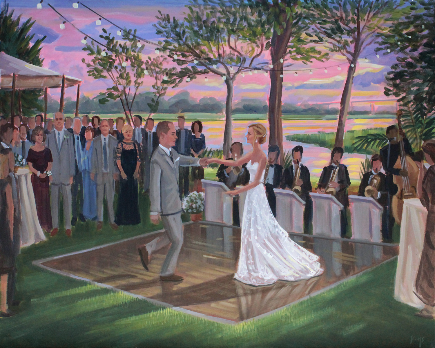 Live Wedding Painting Sunset Beach North Carolina Wed