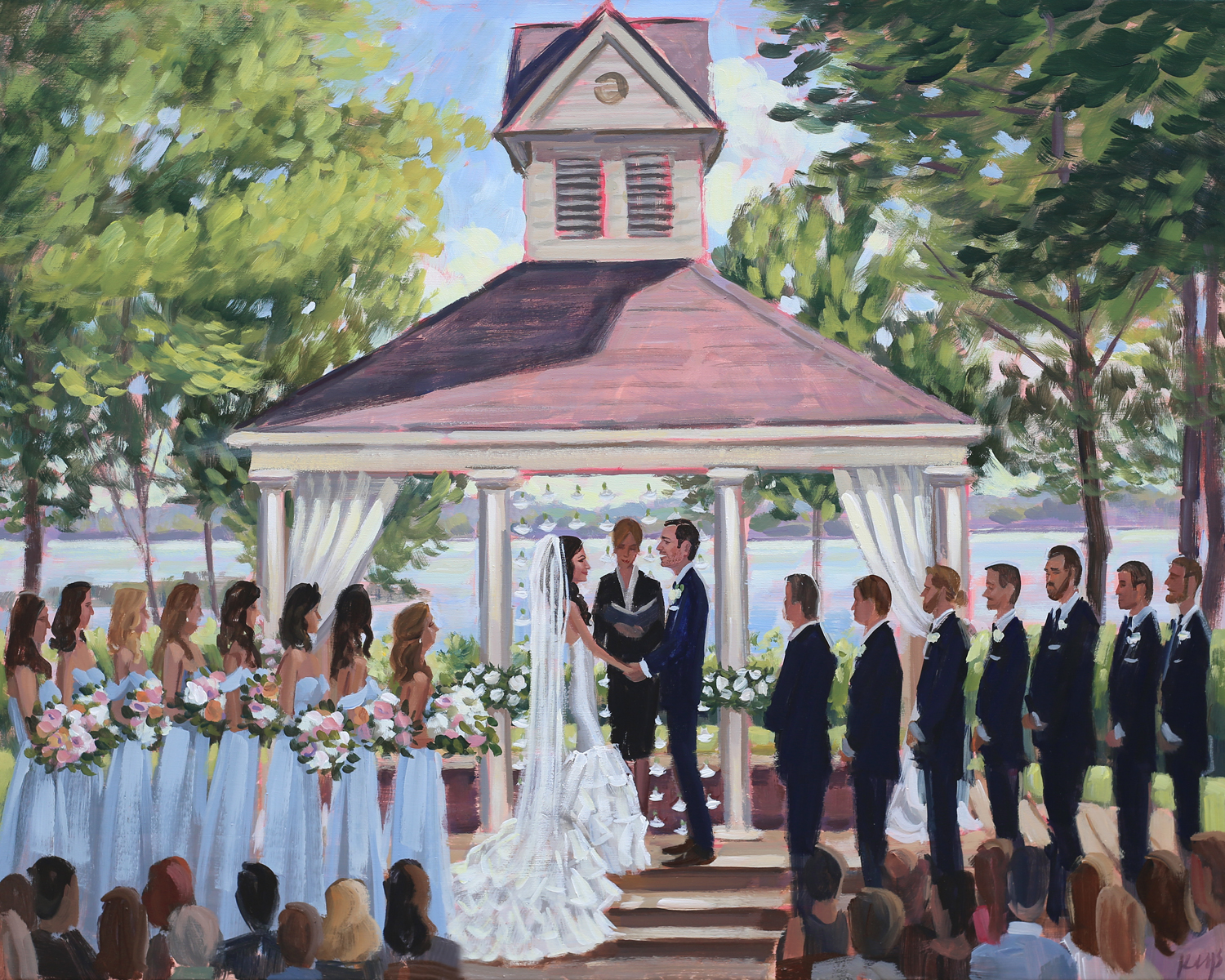 Live Wedding Painter, Ben Keys, captured Courtney + Preston’s wedding day at the picturesque Old North State Club located outside of Charlotte, NC