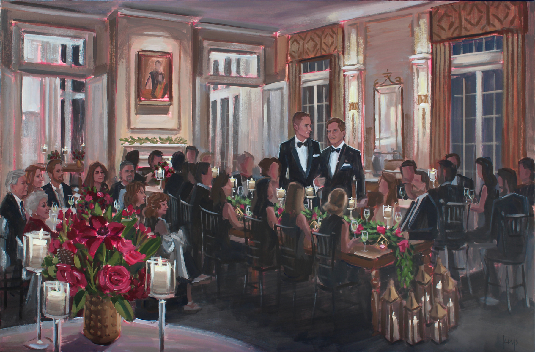 Live Engagement Painting by Ben Keys at Charlotte’s historic Duke Mansion.