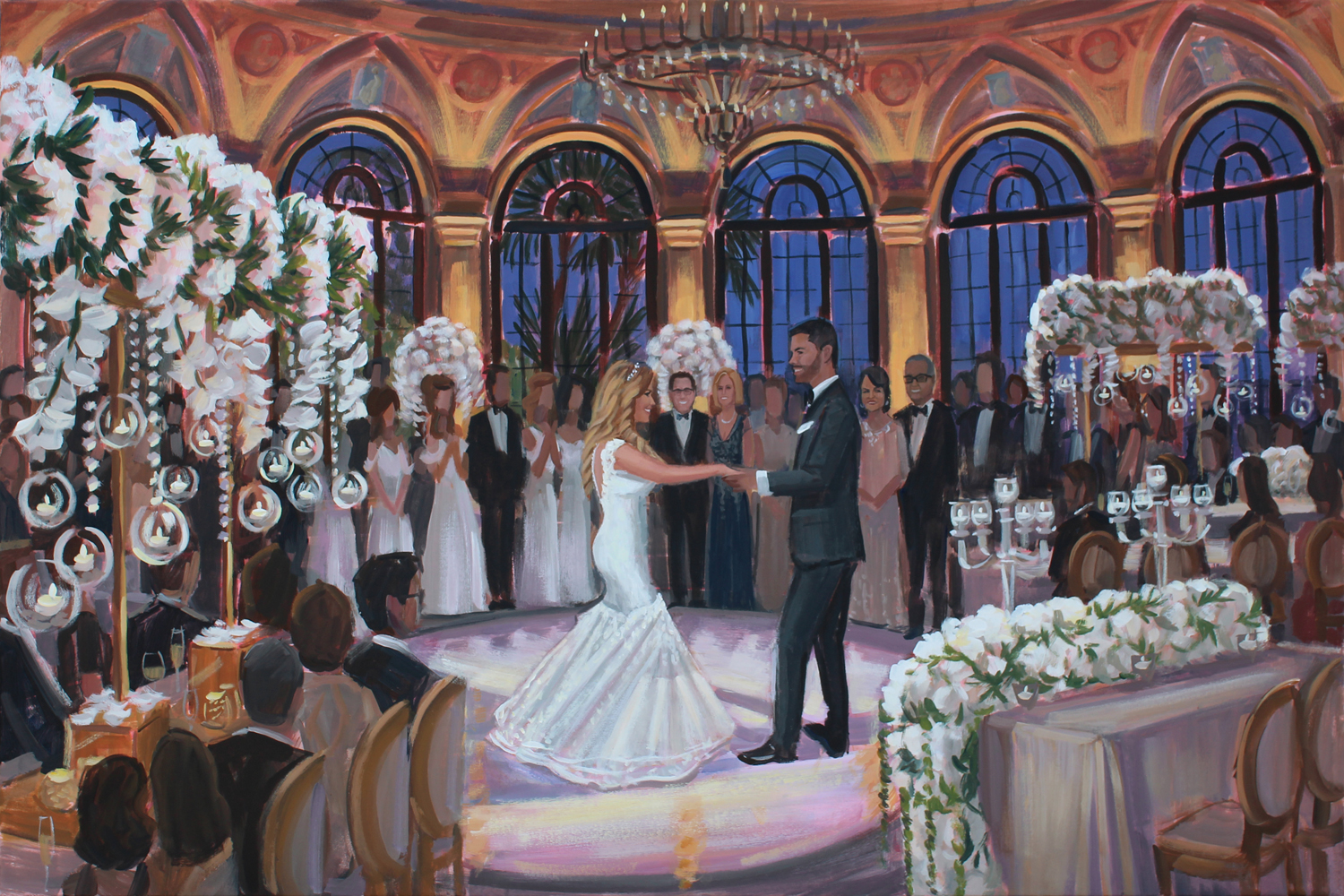 Live Wedding Painter, Ben Keys, captured Molly + Dalton’s stunning first dance at The Breakers in Palm Beach, FL.
