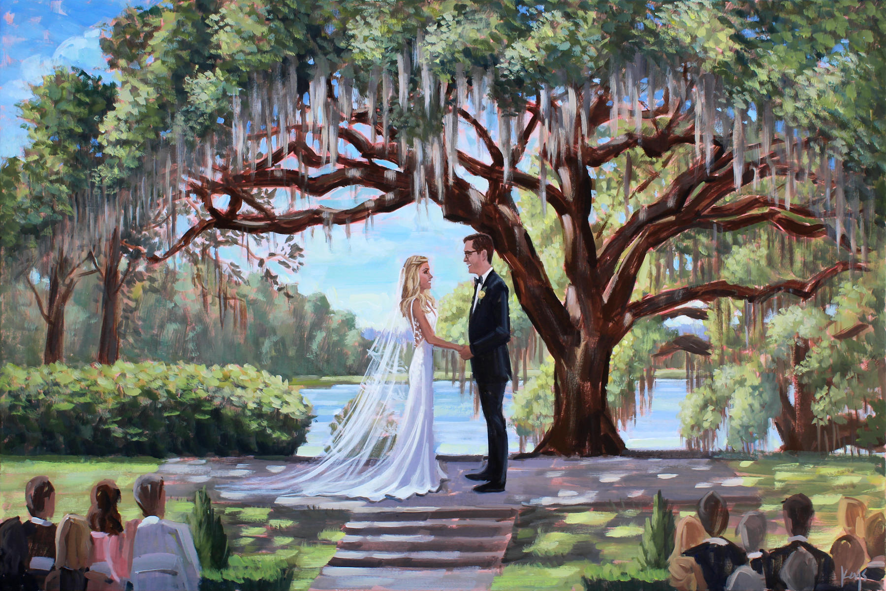 live-wedding-painting-charleston-middleton-place-plantation