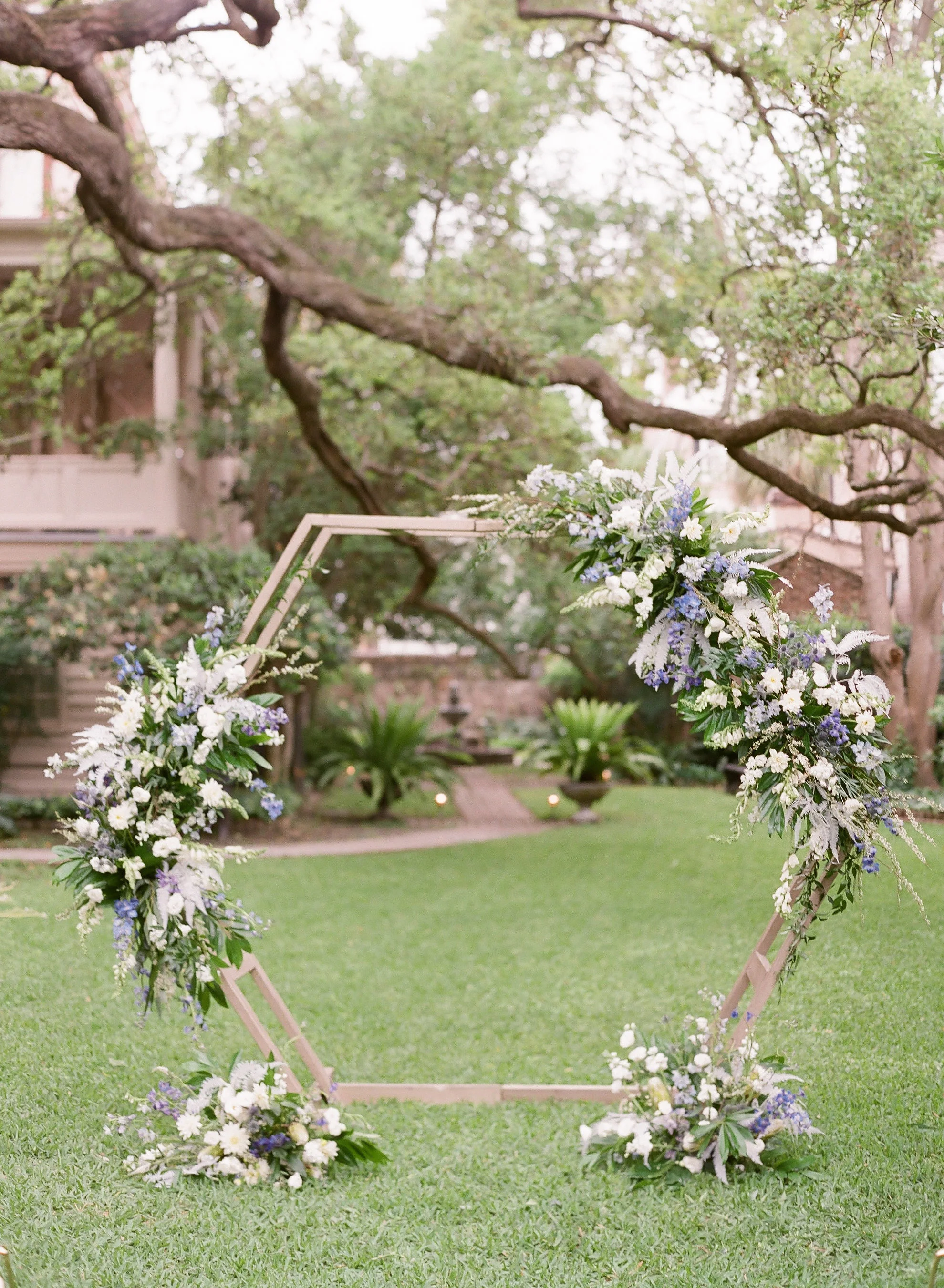 Geometric floral ceremony arbor