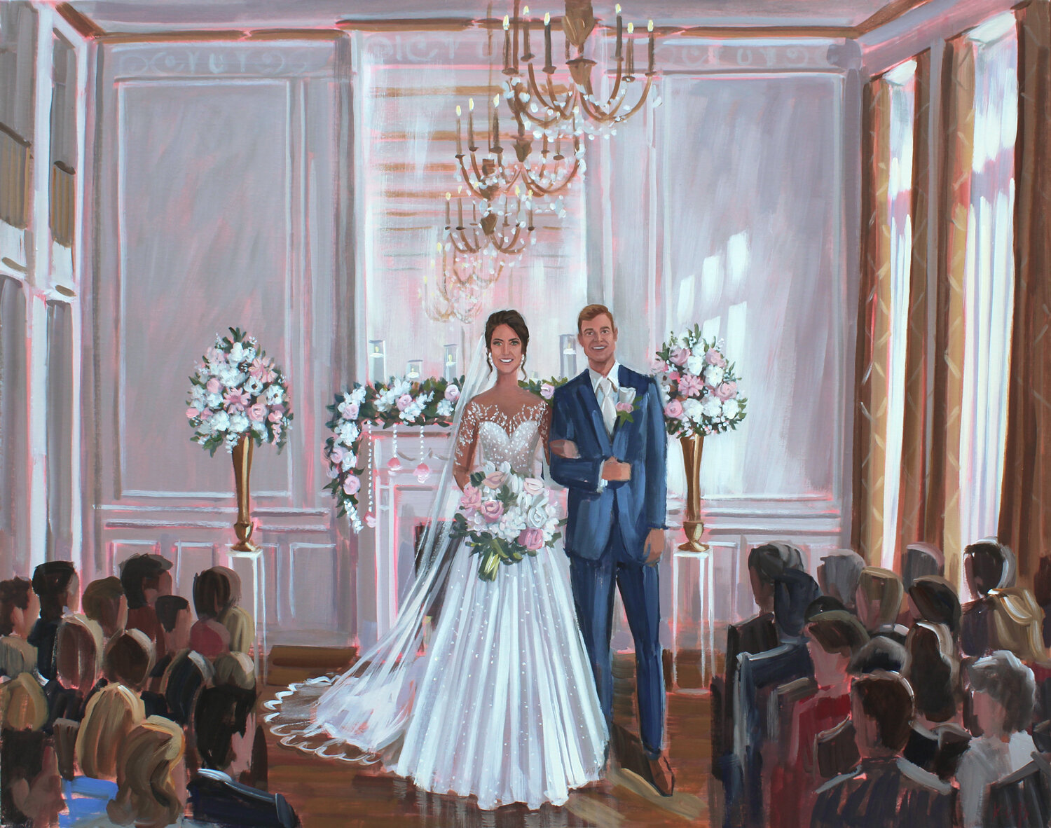Live Wedding Painter, Ben Keys, captured Sydney and Roby’s ceremony held at Hotel Concord, just outside fo Charlotte, NC.