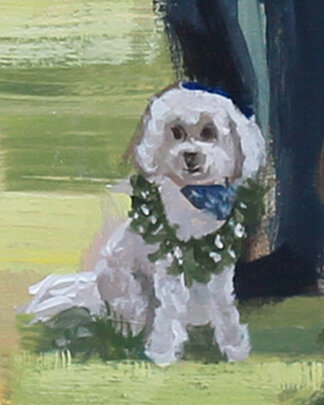 Wedding Day dogs with floral garland