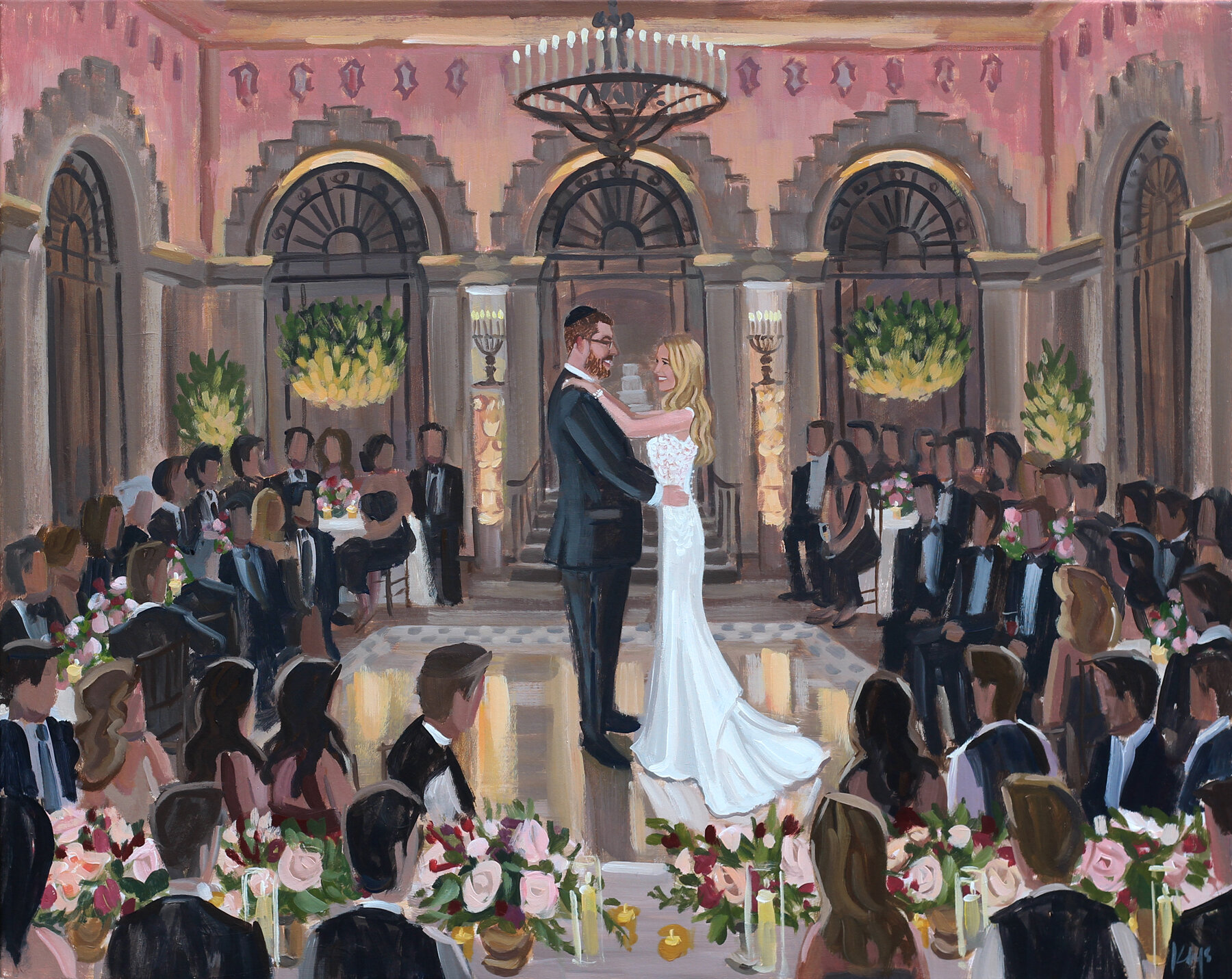 Live Wedding Painter, Ben Keys, captured Michelle + Merick’s First Dance during their reception hosted at the gorgeous, historic Flagler Museum in Palm Beach, FL.
