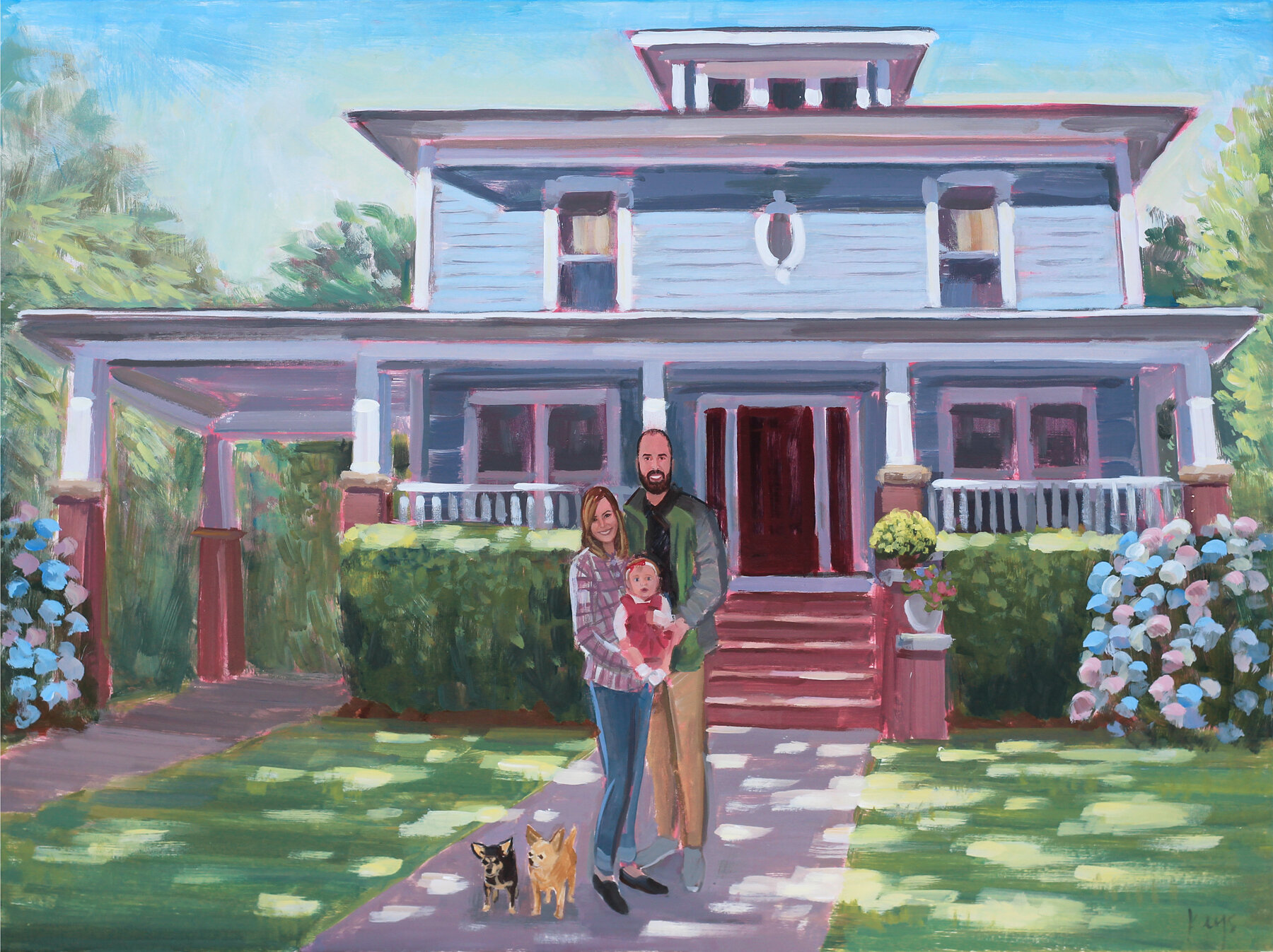 Family Home Portrait Painting, Ben Keys