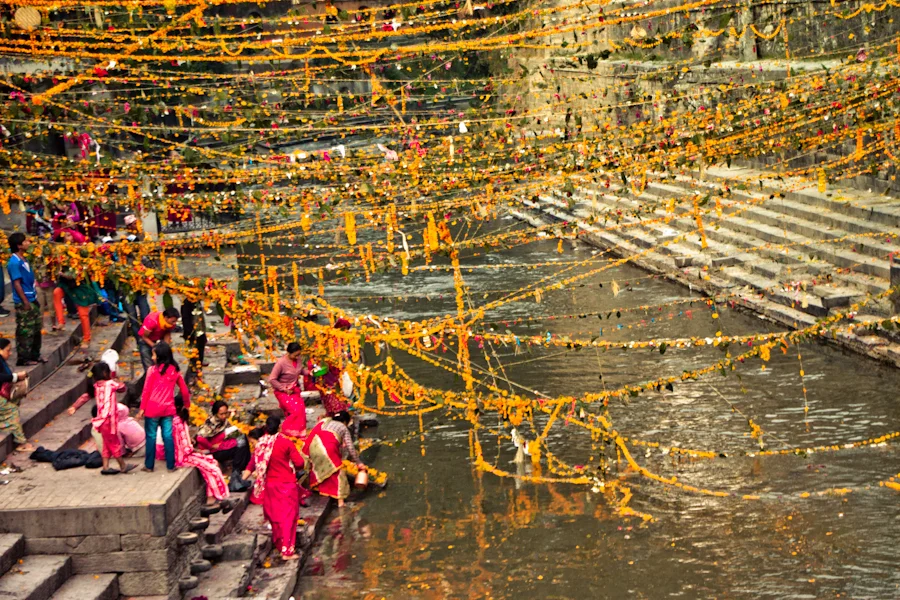 festive decorations to mark puja celebrations near Pashupatinath temple area.jpg