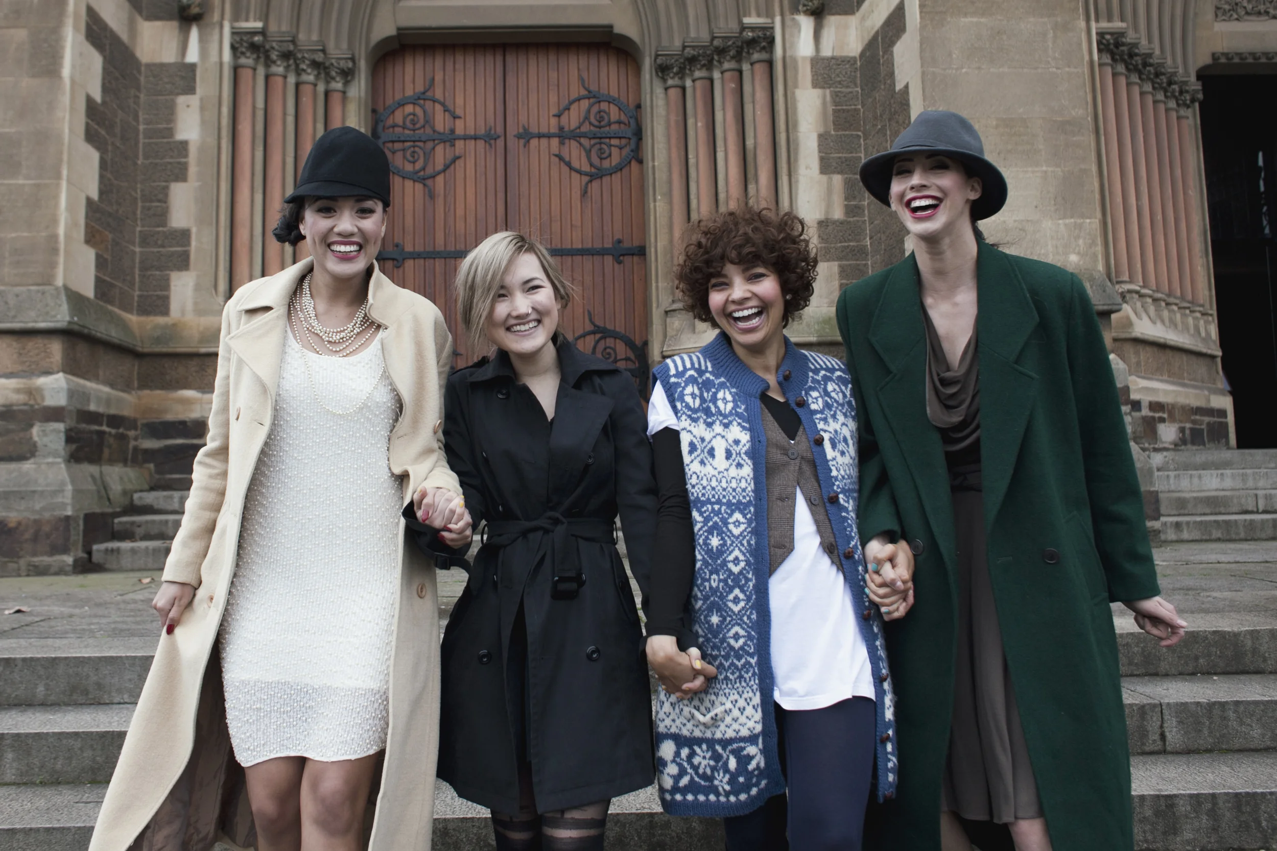 Our team: model Gina Penhall , me, makeup artist Larissa Jones , and model Kristy Templer (Pride).