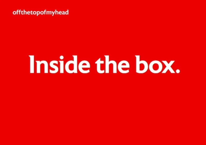 Front cover of ministract logo design proposal called 'Inside the box'