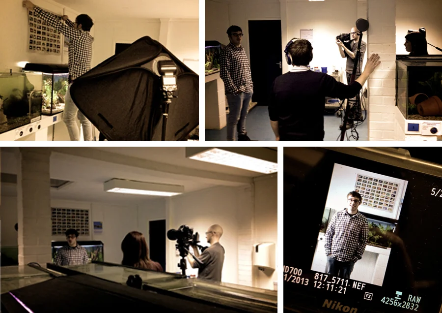 Action on set. Space was tight because of the working aquatic equipment in the room, but working together with the chaps from Momentum meant we were able to open up the space with some well positioned lighting and a tightly framed shot.