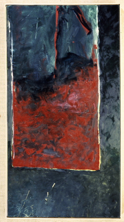 brick in the grass 35"x65" oil on canvas 1988