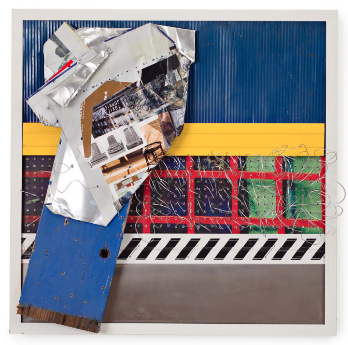 red white & plate 2012 mixed media 44"x44"