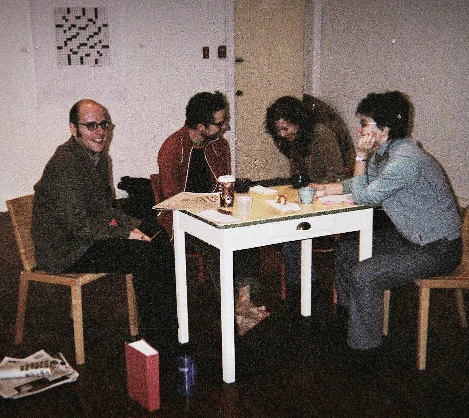 What we were up to: Mostly Just Doing the Saturday Crossword (Hub 14, 2005) Jacob Zimmer, Chad Dembski, Ame Henderson and Kilby Smith-McGregor. Photo: Daniel Arcé.