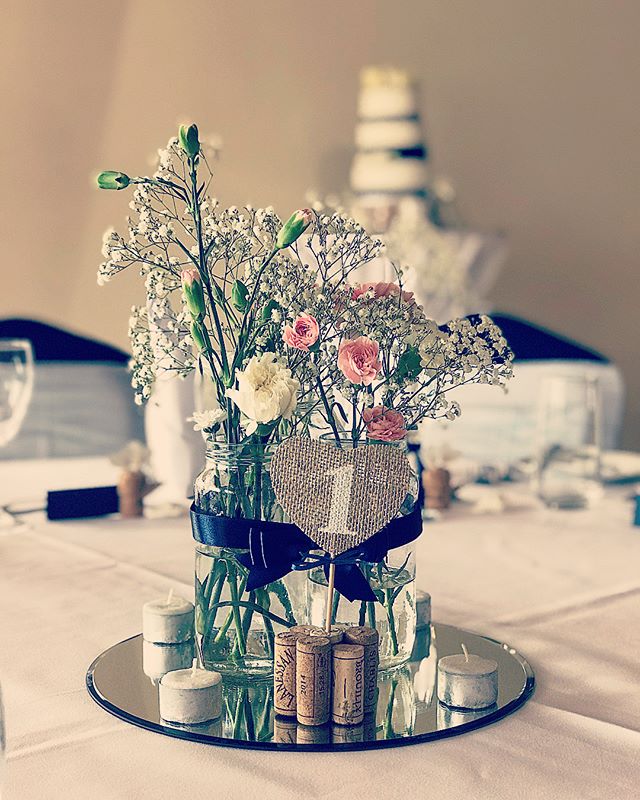 Beautiful centrepieces at today&rsquo;s wedding!