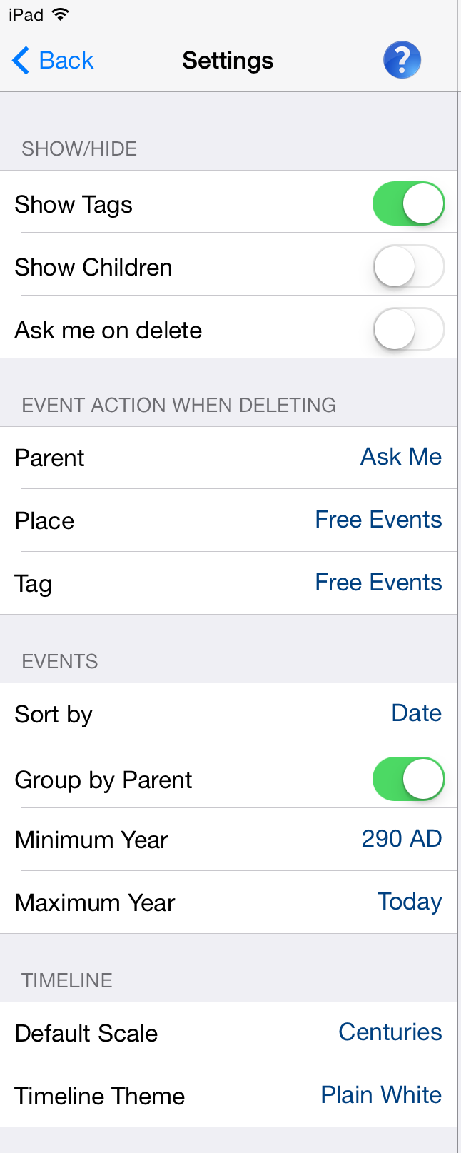Settings View