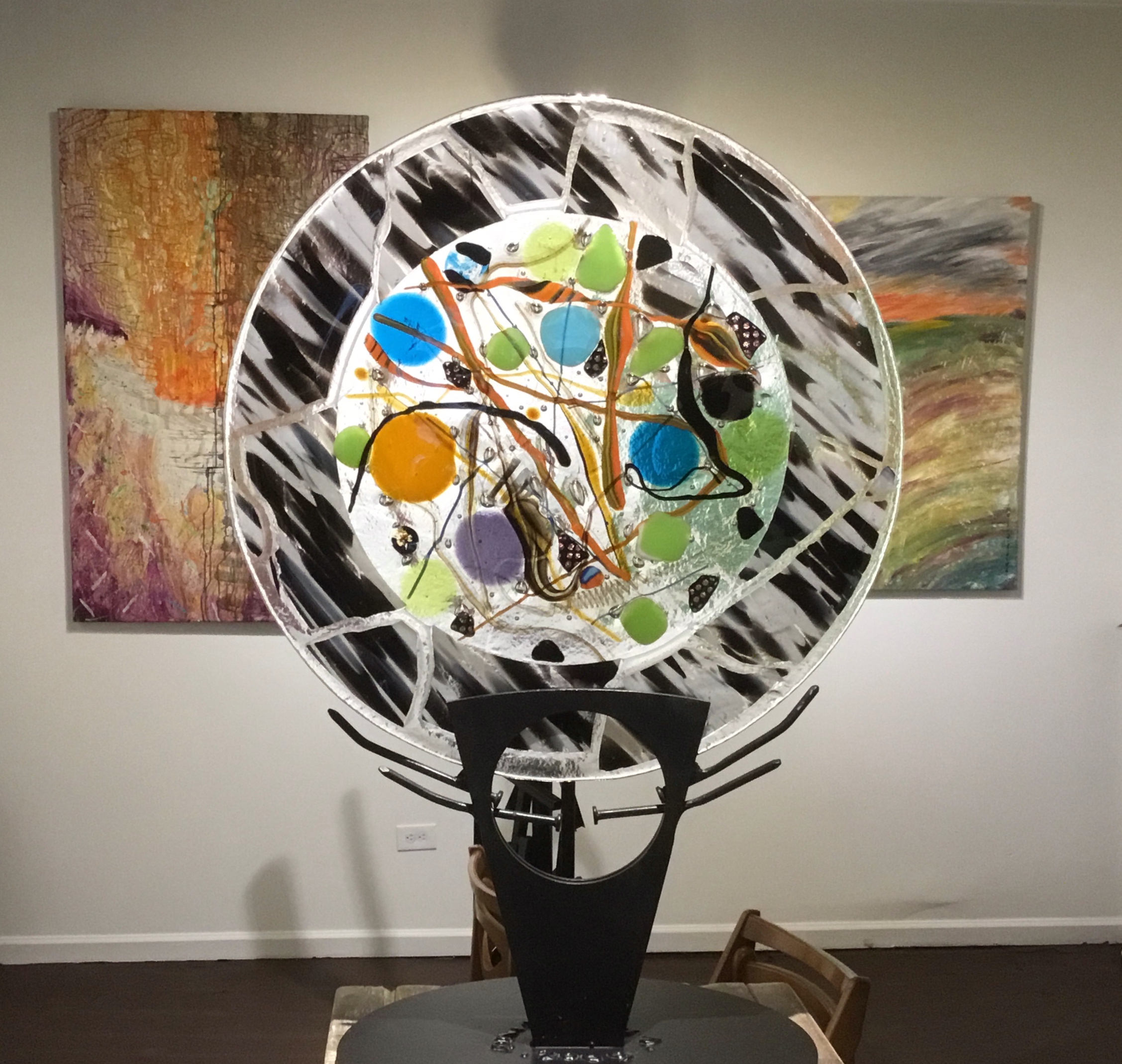 This sculpture entitled Life of Paramecia, is on display and for sale at Whitman Works Company, 1826 Penfield Rd, Penfield, NY.