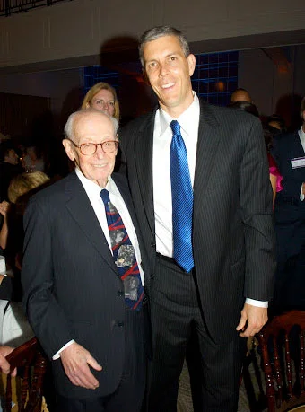 Eugene Lang with U.S. Secretary of Education, and former "I Have A Dream" Sponsor Arne Duncan