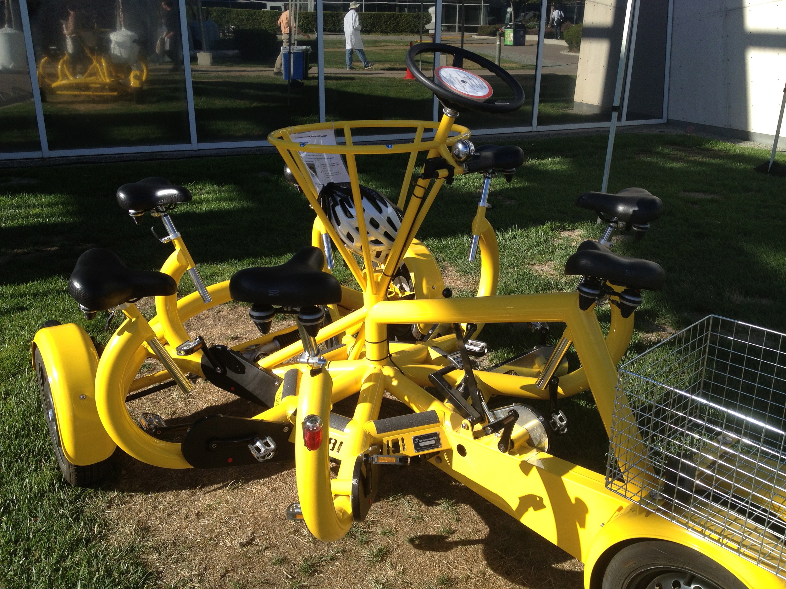  A "conference bike" -- groups of people ride round and chat. Wouldn't have believed it if I hadn't see it. &nbsp;Google for it.&nbsp; 