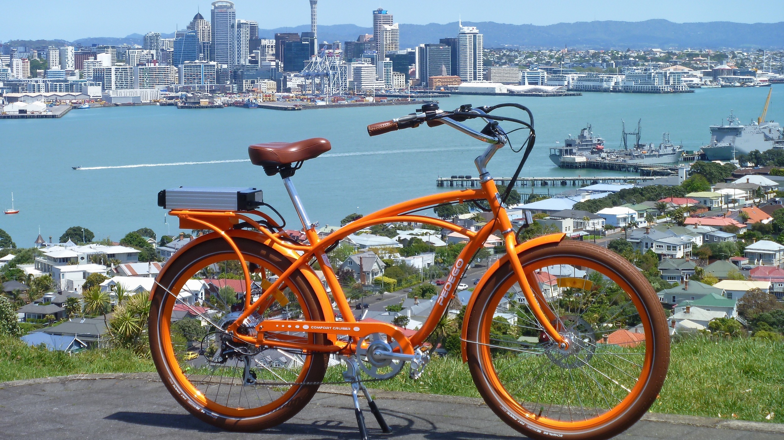 Electric bike (and Auckland harbour) Image: Antoine Peters