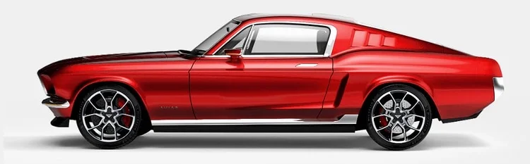 En Ford Mustang med en Tesla under skalet - det är en Aviar R67.. Vi får se om den blir verklighet. Bild: Aviar