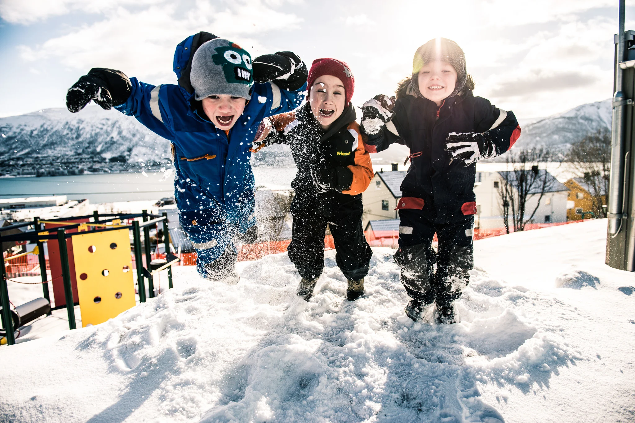 Kids playing in the snow