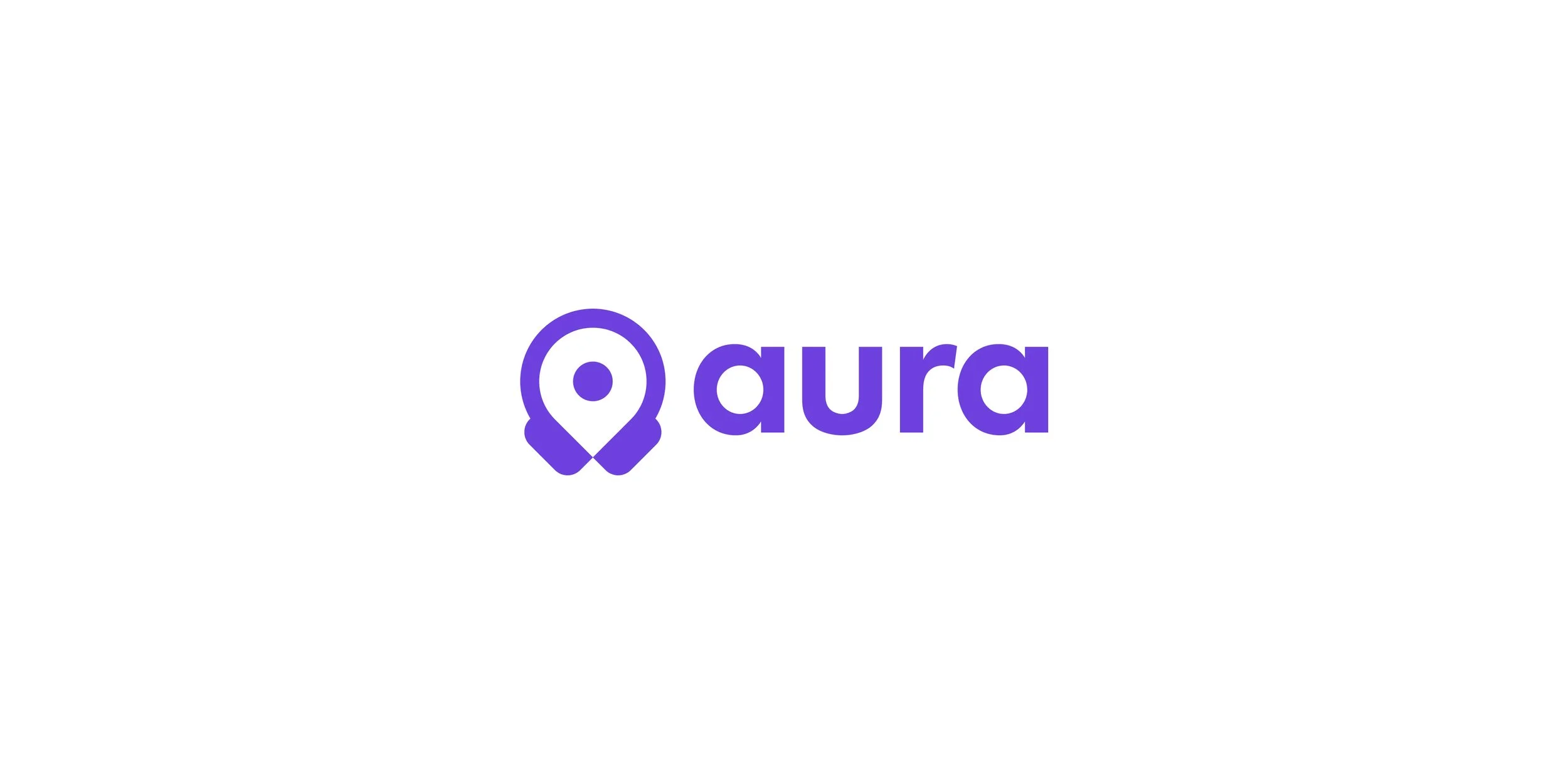 Purple Aura logo and wordmark on a white background