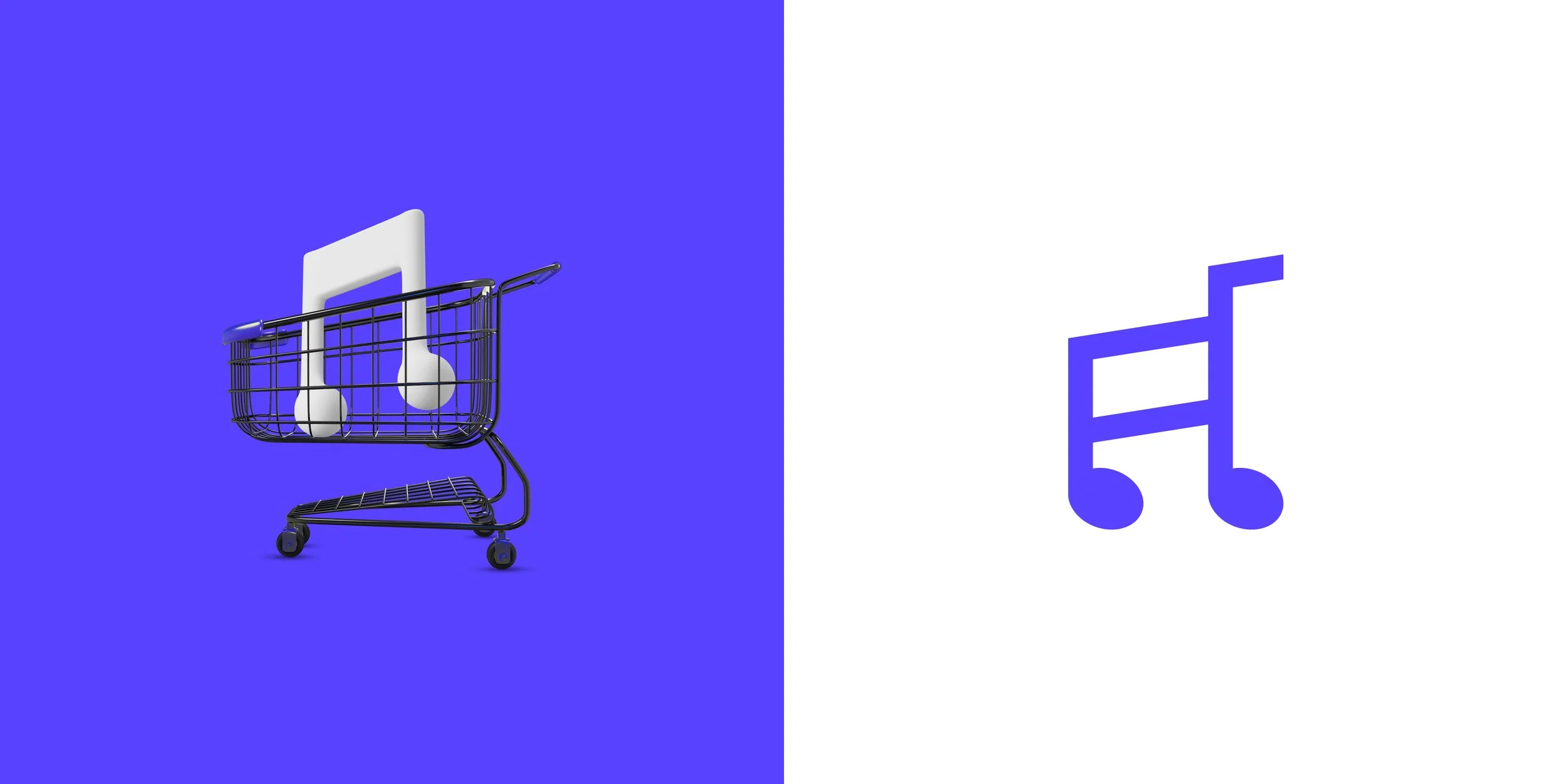 Beatcart logo concept combining musical notes with a shopping cart