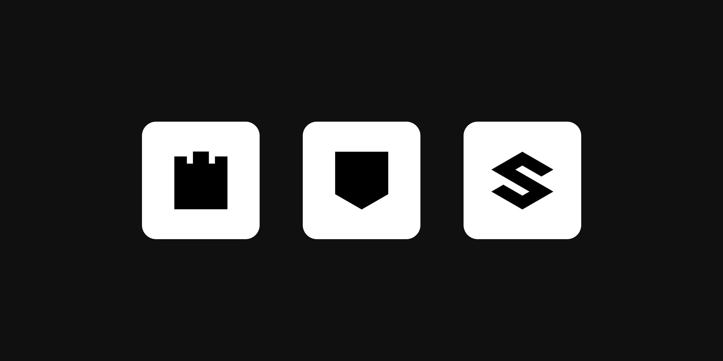 Fortress battlements, a shield, and the letter S visualizing the Strongkeep logo concept