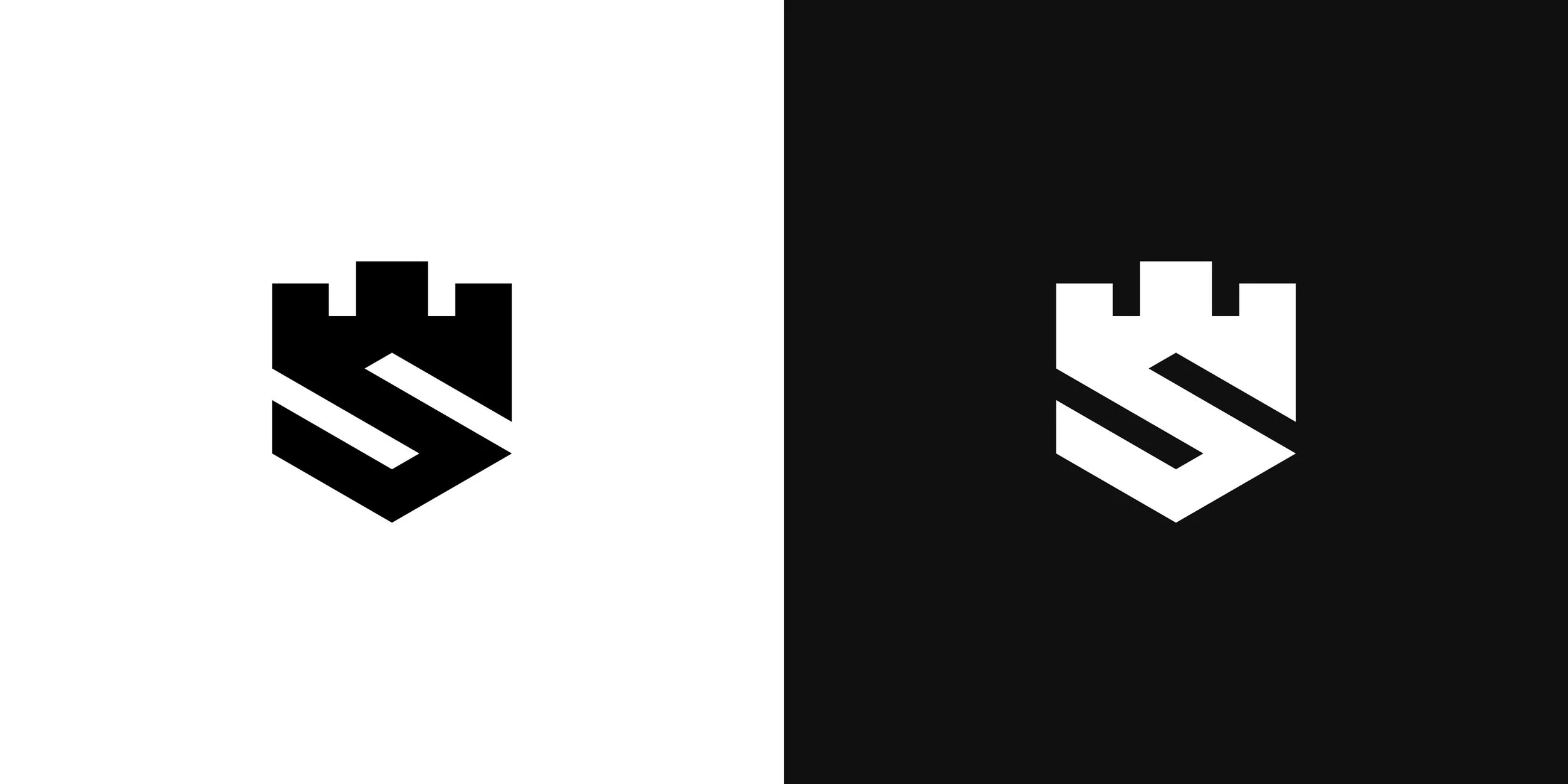 Black and white versions of the Strongkeep logo symbol