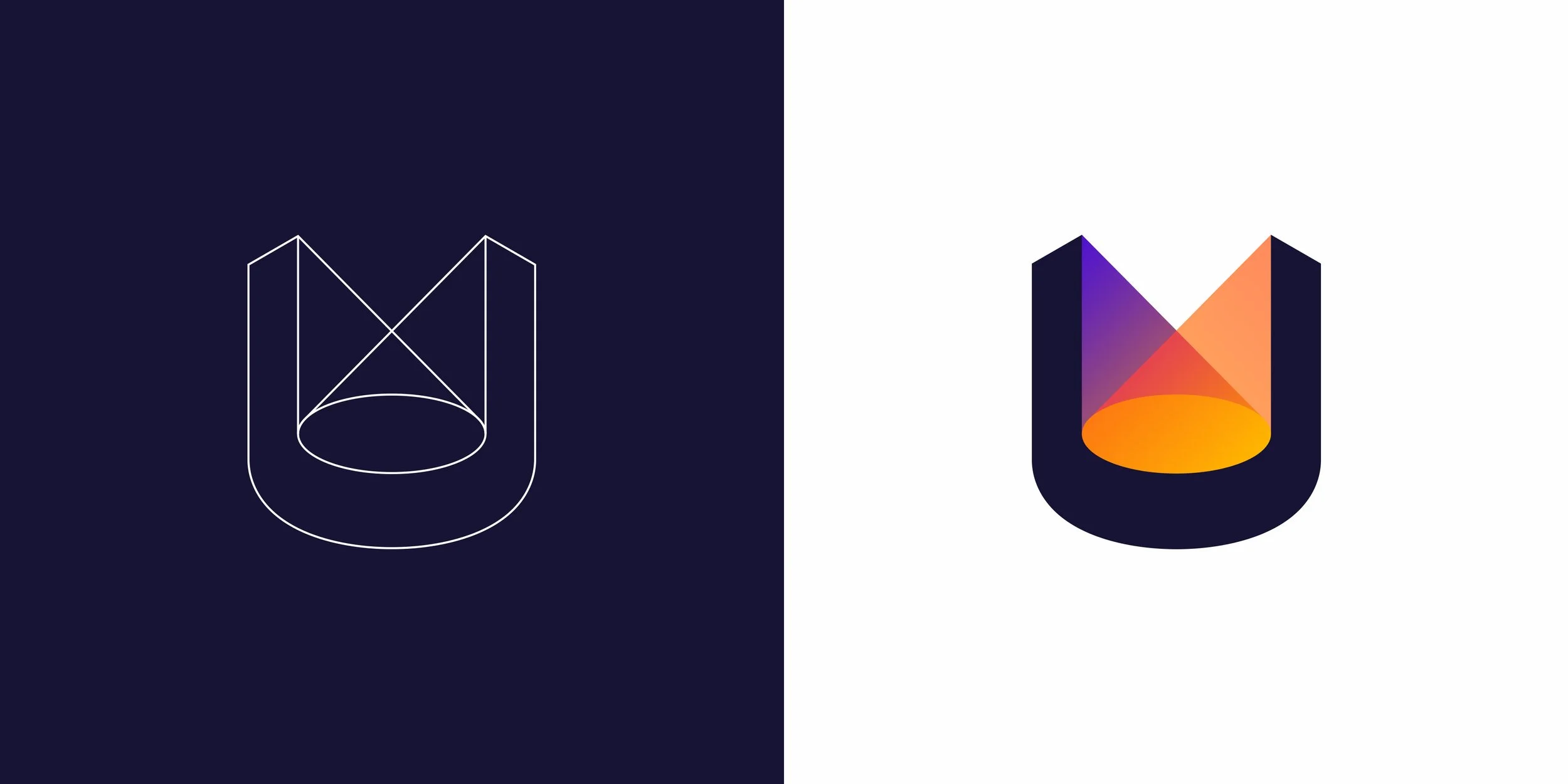 Ulight logo construction grid and final stage lighting symbol