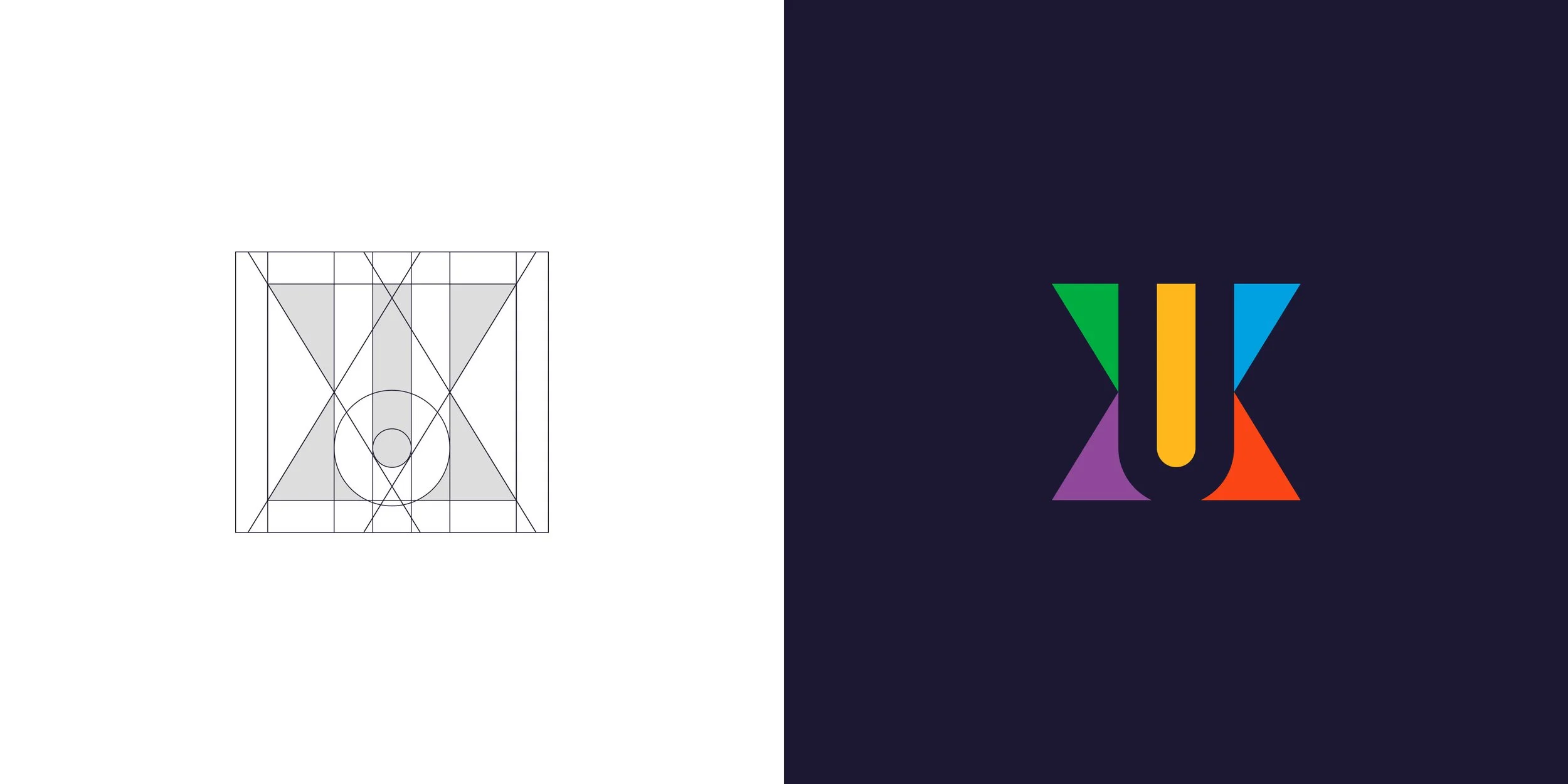 Colorful UXservices logo symbol on a dark navy background