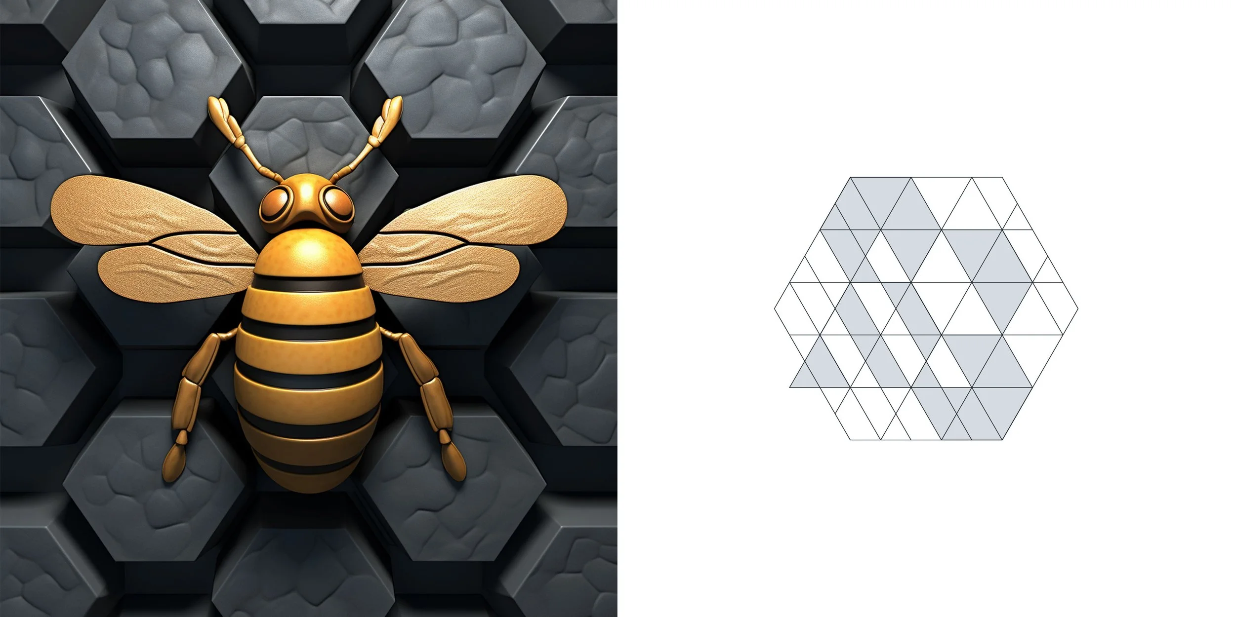Bee and honeycomb geometry inspiration for the Anteon logo design