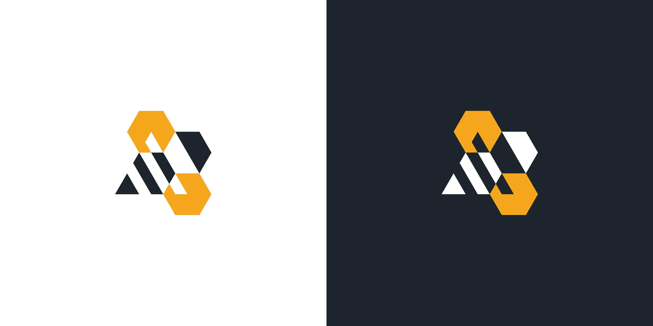 Anteon geometric bee logo shown in light and dark color variations