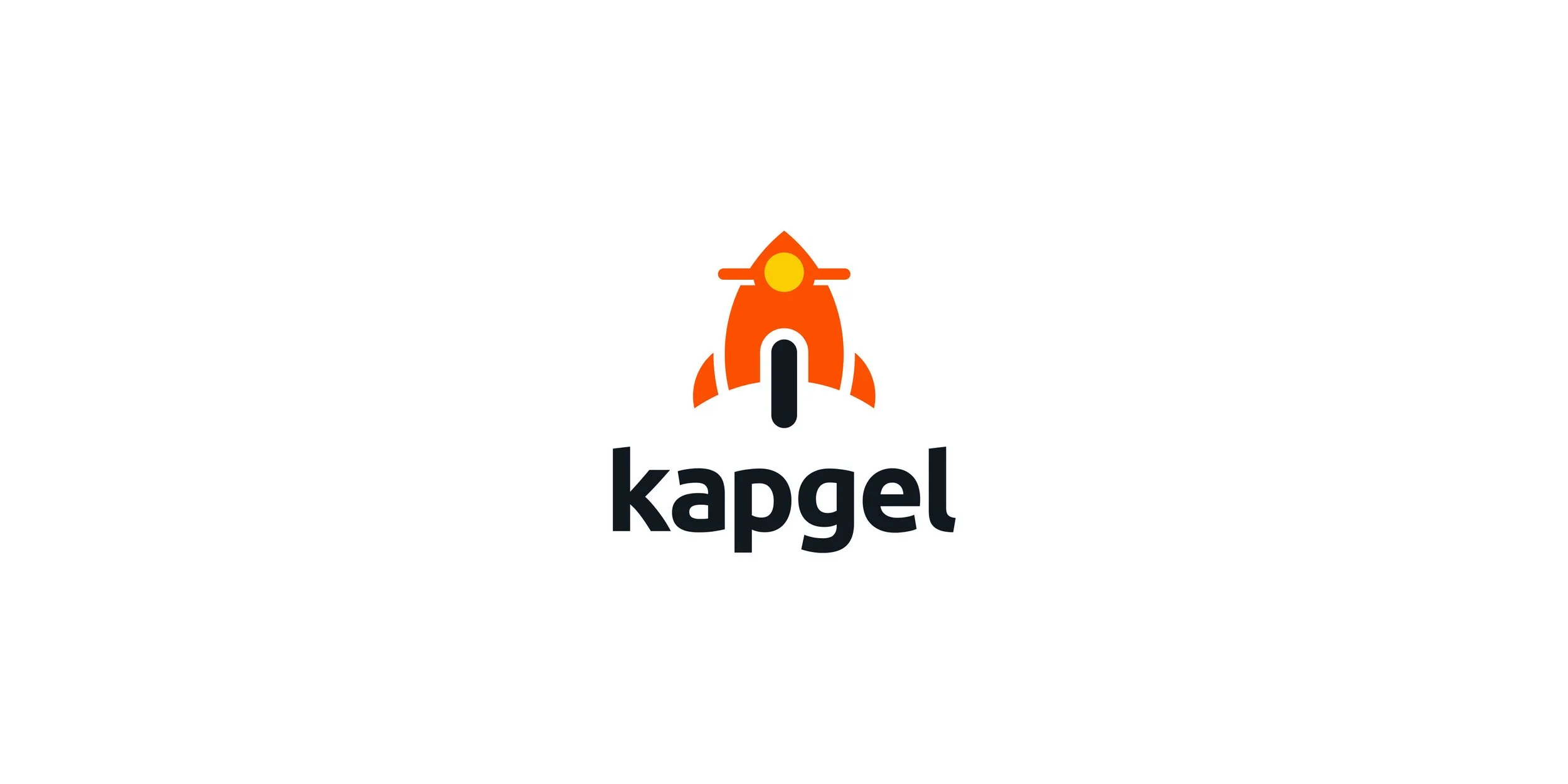 Kapgel orange rocket and scooter logo with stacked wordmark