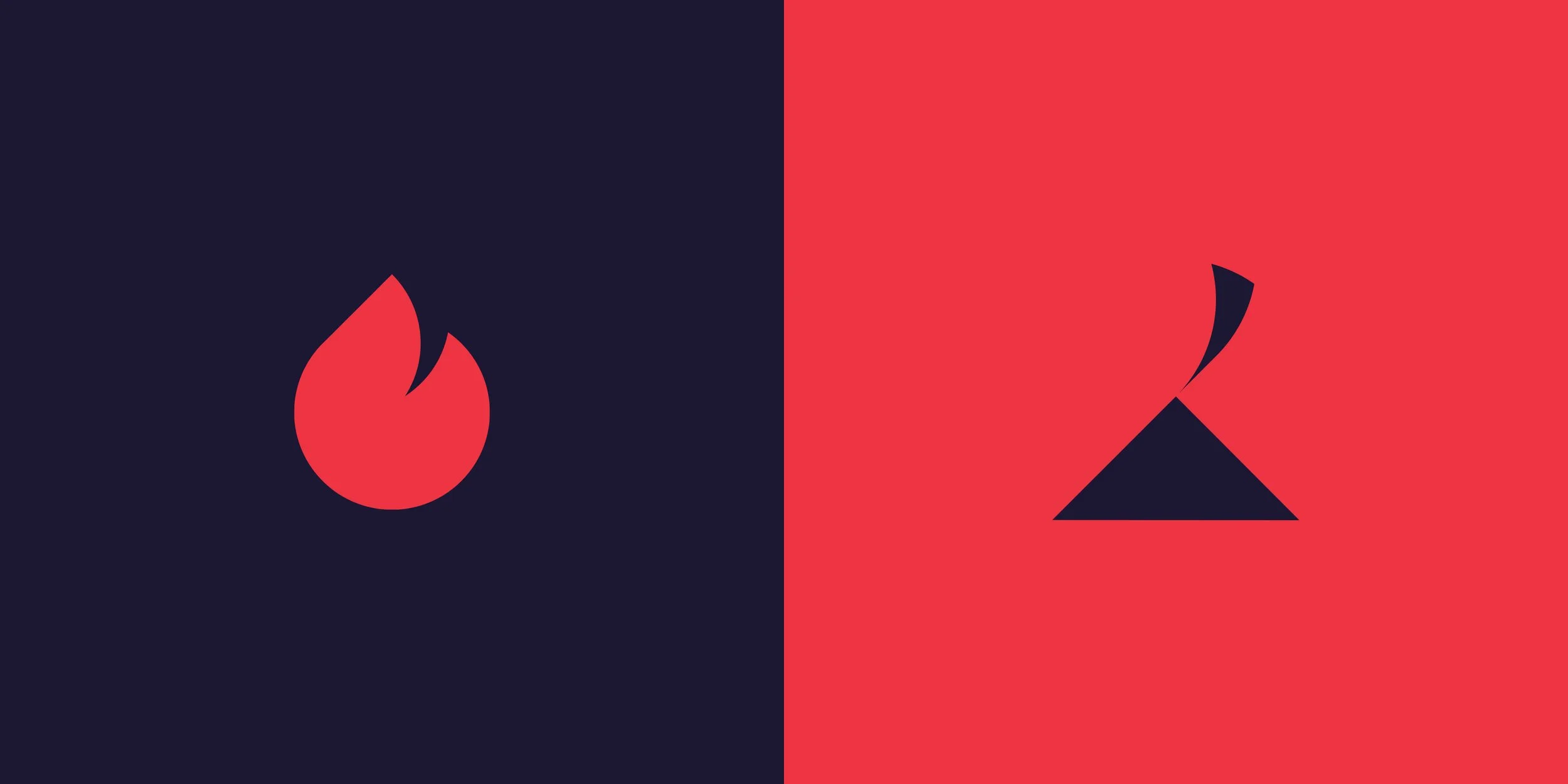Adlava logo symbol showing a red flame and a smoking volcano revealed through negative space.