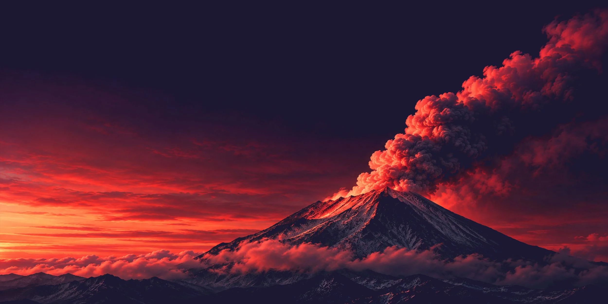 Volcanic mountain with rising smoke, illustrating the volcano concept hidden within the Adlava logo symbol.