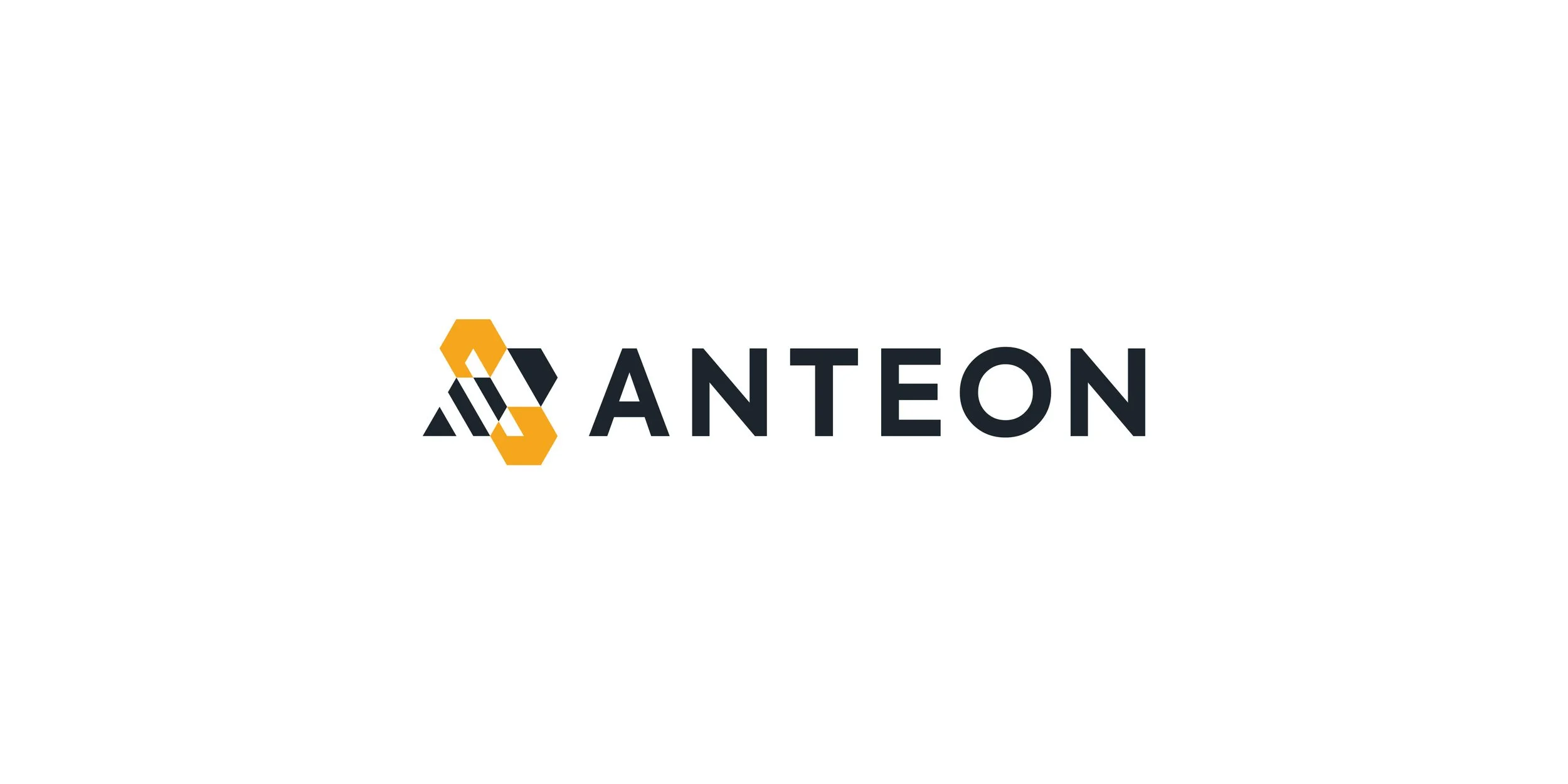 Anteon logo design featuring a geometric bee symbol inspired by the letter A and honeycomb shapes