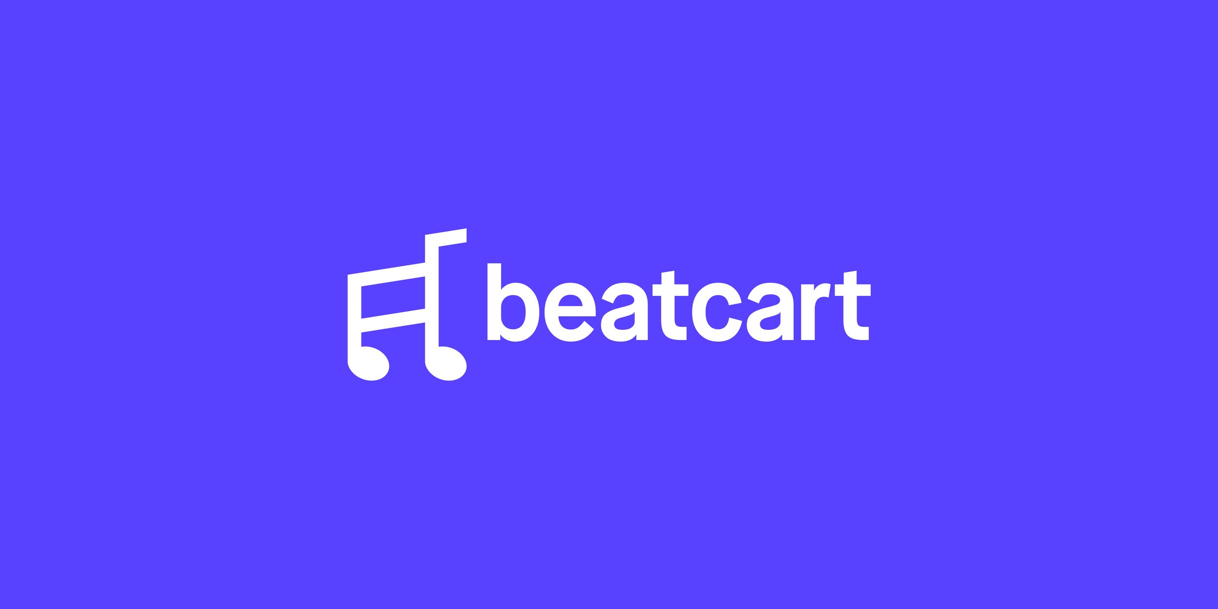 White Beatcart logo and wordmark on a purple background