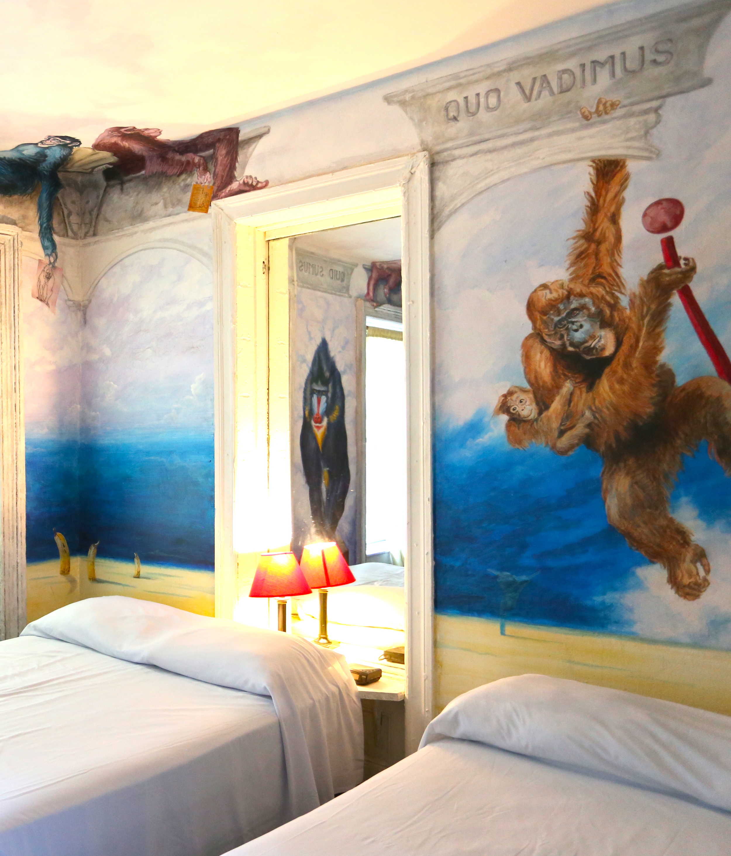 My room at the Carlton Arms Hotel. I read the review of this place, which either got 1 or 5 stars, and immediately knew I'd love it. If you're looking for a cheap place to stay in a prime location, check out its availability! Each room is decorated by a different artist (there's even a Banksy room) and each have their own individual charm. Remember the Happiness Hotel in the Great Muppet Caper? No? Okay, anyway, it's a couple steps up from that but it had similarities. Despite that not sounding like a selling point, I loved this spot and would certainly go back. 
