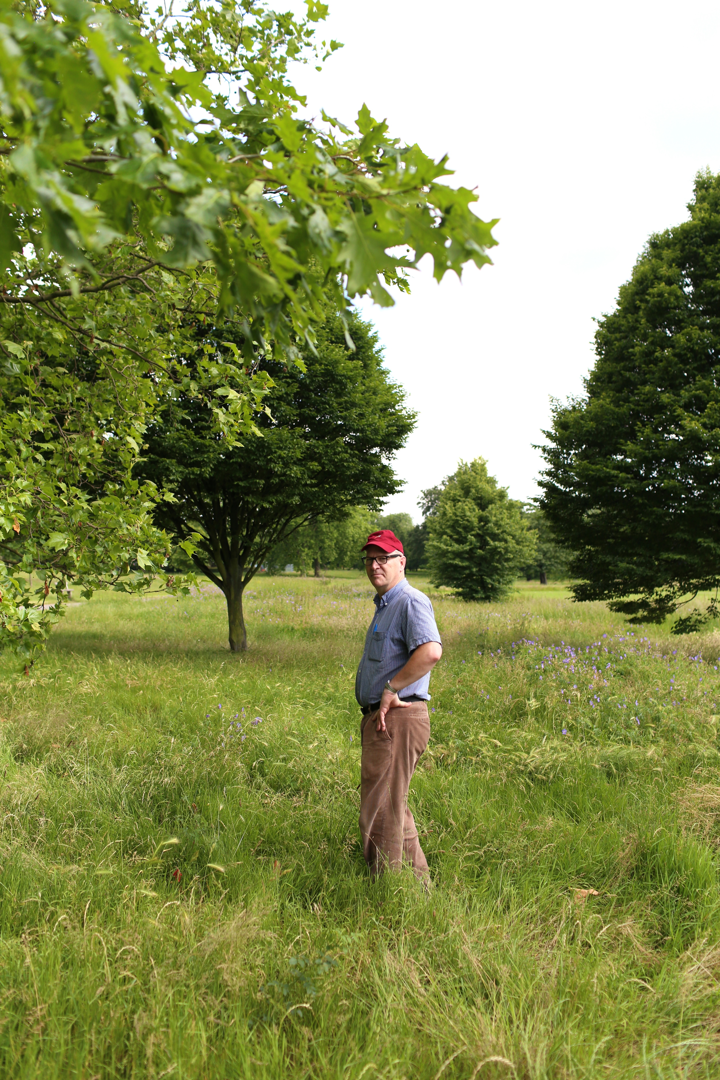 A man out standing in his field. 