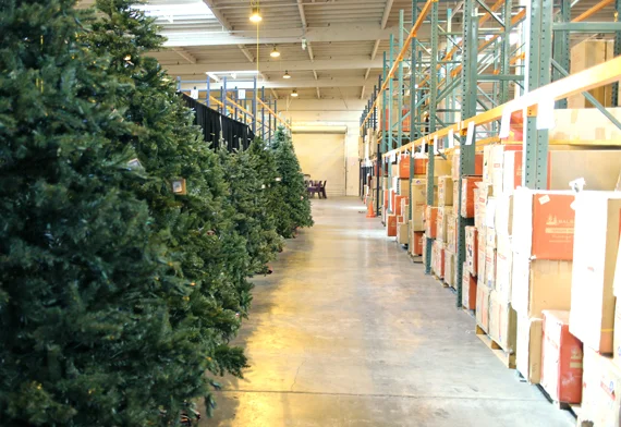 Behind the showroom walls open box trees are ready to go on the floor at a discount.