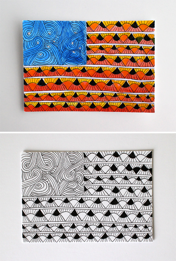 After/Before. Using patterns: Sand Swirl and Sun Up Sun Down