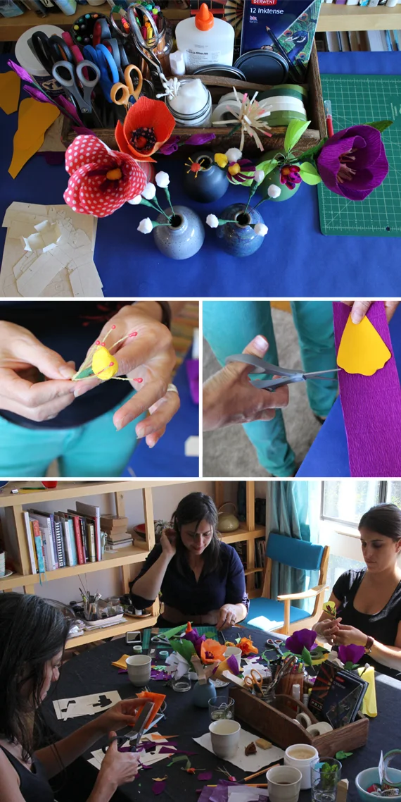 Making flowers.