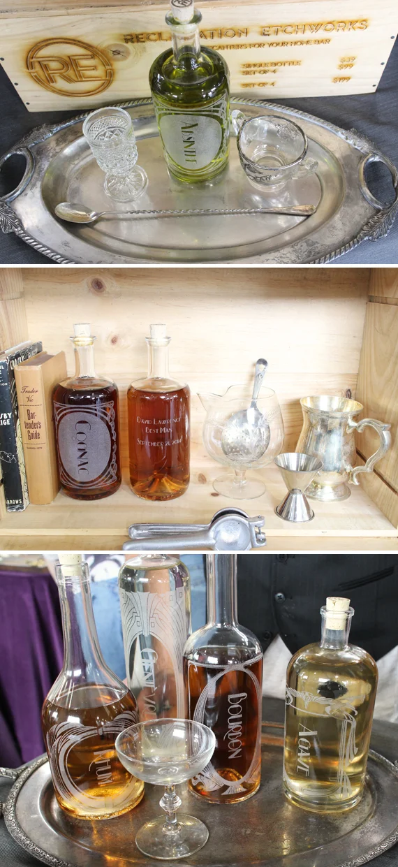 These would make a very unique gift. And bonus they're made from recycled liquor bottles.