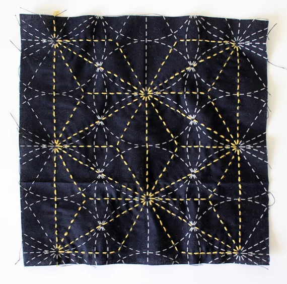 Sashiko practice fabric. The white unstitched lines will wash out.