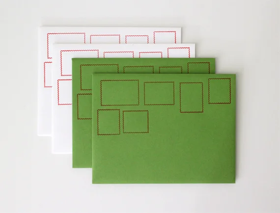 New mail art envelopes in Christmas colors will be in December's mailing. They're also available for purchase in my shop!