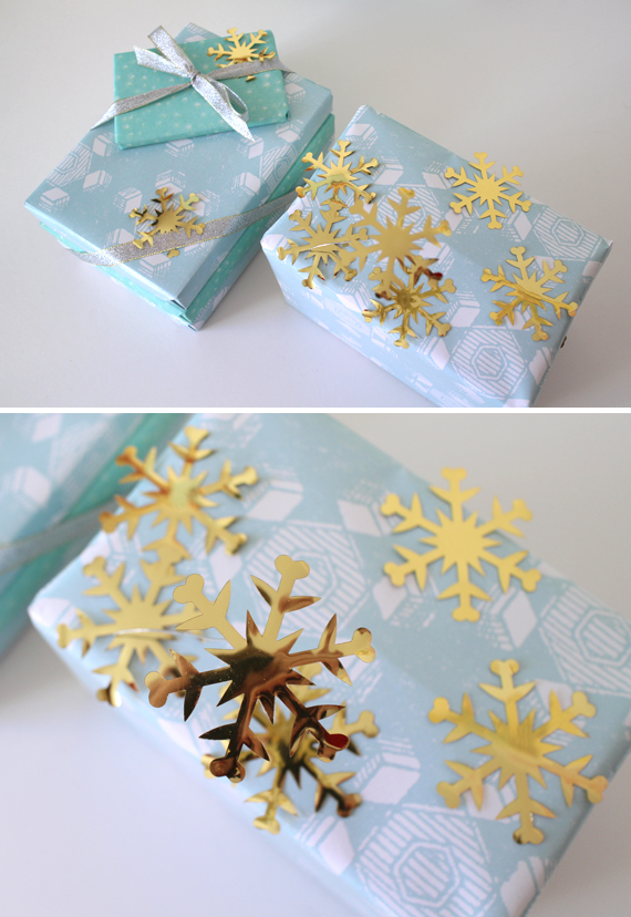 It's hard to tell in the photos but I used wire to float one of the snow flakes above the package.