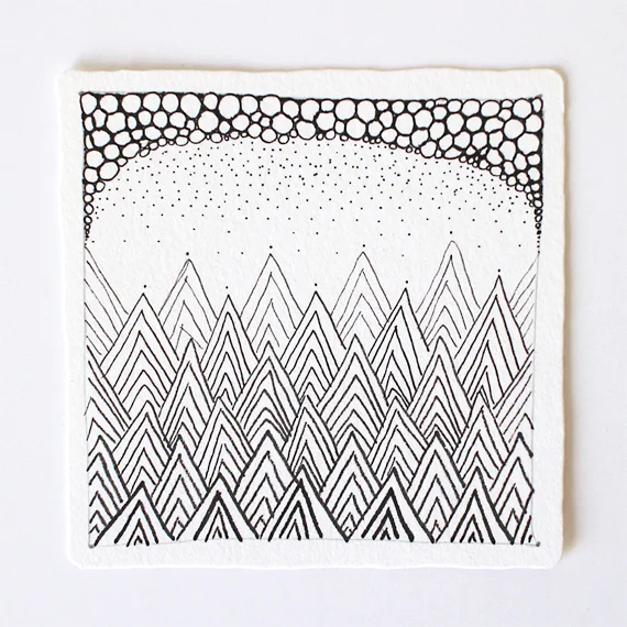 Using different pen sizes allows the pattern to recede into the foreground.